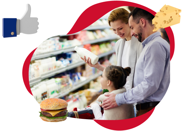 Familia Marber disfrutando de productos